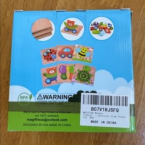 🎁 NEW Toddler 6 Wooden Puzzles Animal World Fun Puzzles Montessori Stem Travel